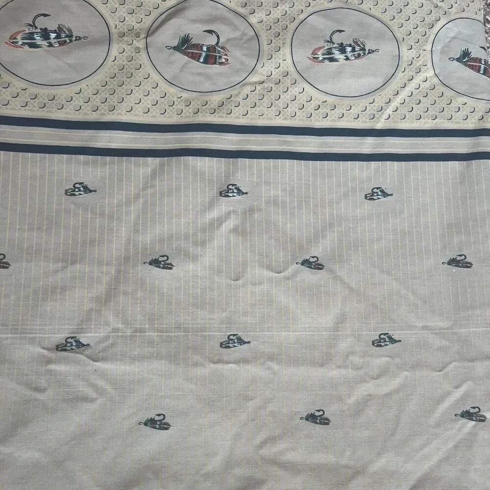 RARE VINTAGE 70's Fishing Lure Cotton Blend Twin Flat Sheet By Cannon Fieldcrest